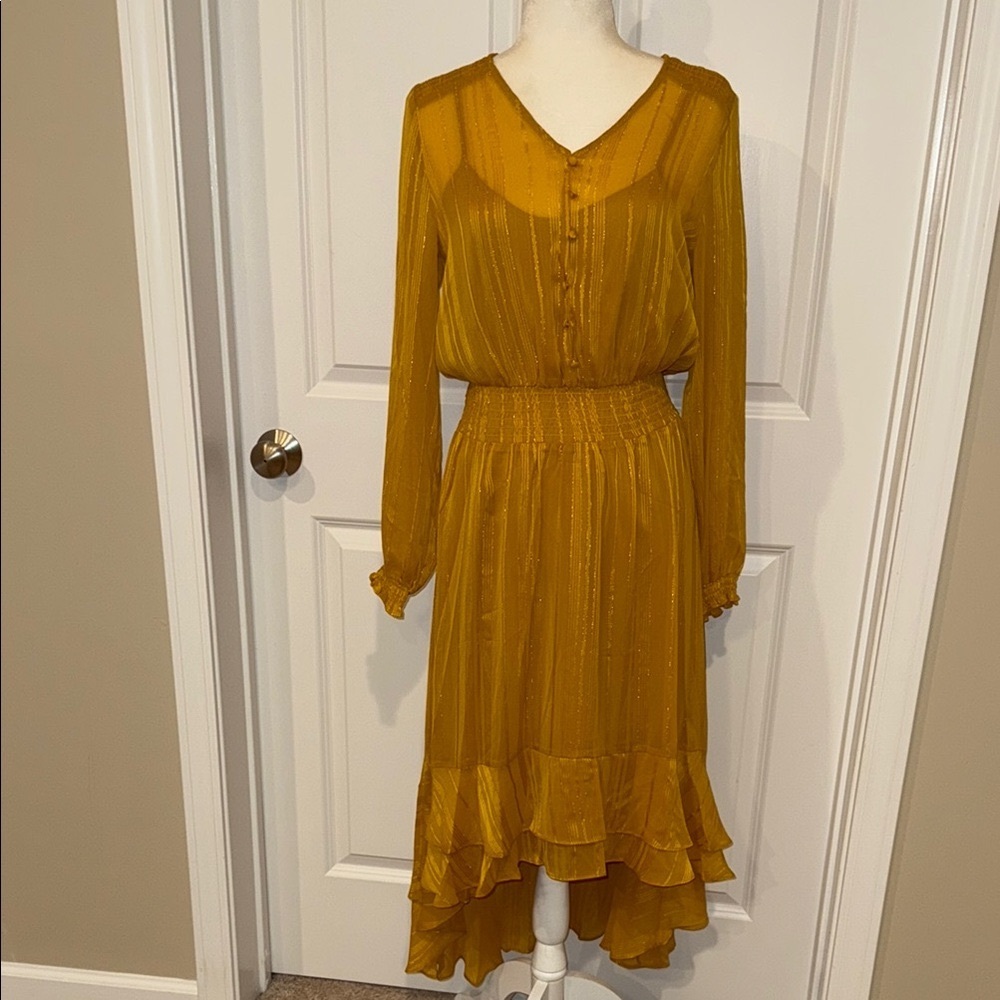 Nanette Lepore Mustard Long Sleeve Dress